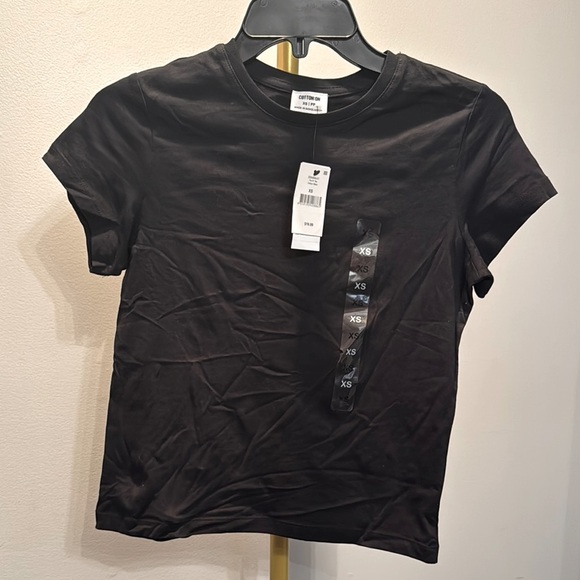 Cotton On Black capped sleeve T-Shirt NWT XS - Picture 1 of 8